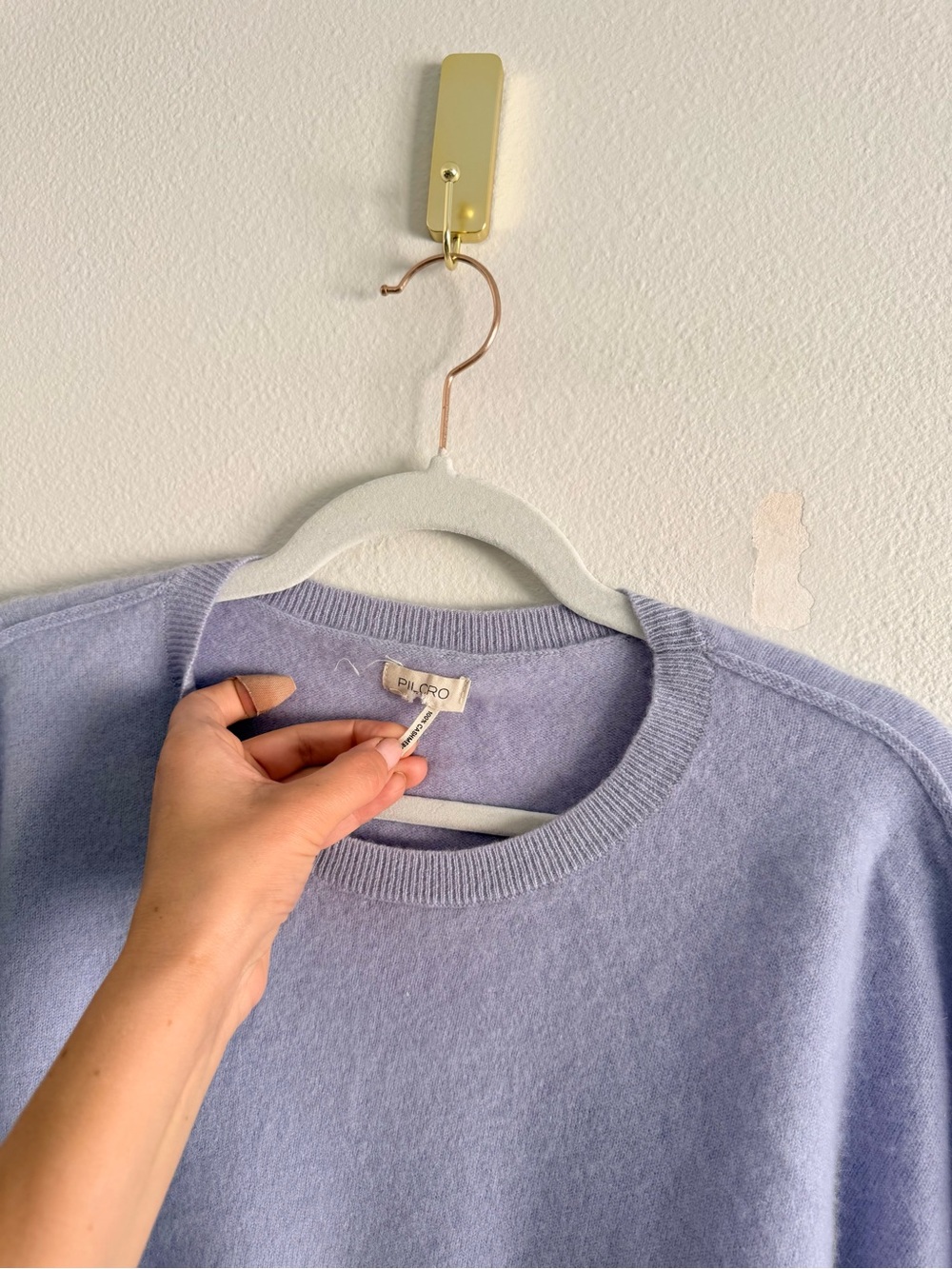 Anthropologie Pilcro Alani Cashmere Sweater Lavender Cropped Crewneck Sz M - Picture 4 of 5